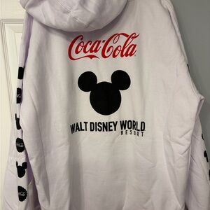 Disney White Hoodie with Black Mickey and Red Coca-Cola Logo